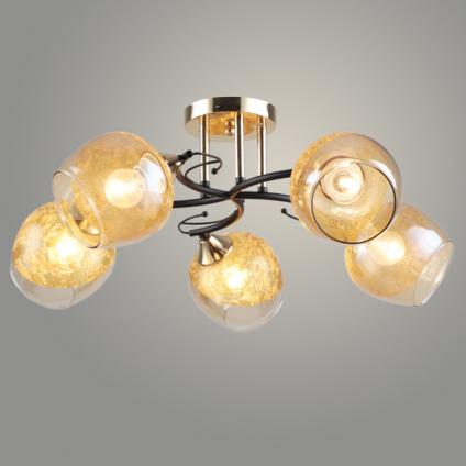 Люстра A4314/5 BK+FGD черный/золото 5x60W E27 d600 h220, QH24