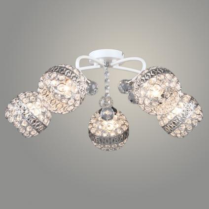 Люстра N6422/5 WT+CR белый/хром 5x60W E27 d570 h235 crst, QH24
