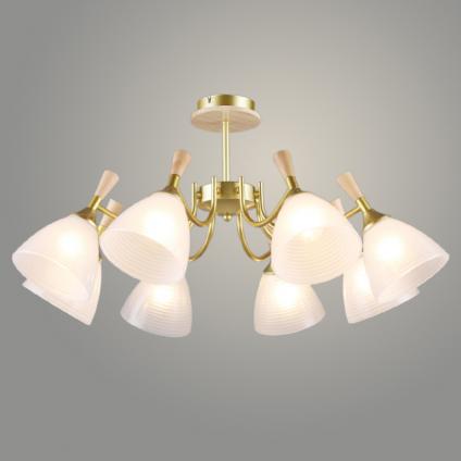 Люстра N6345/8 GD+WOOD золото 8x60W E27 d755 h365, QH24