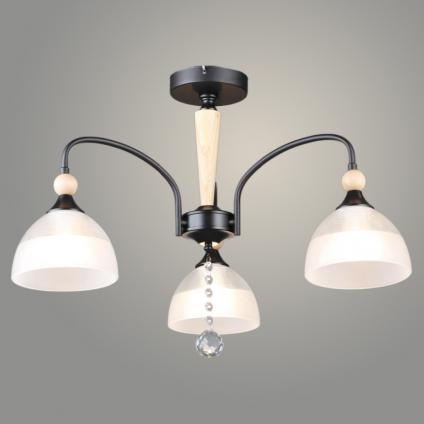 Люстра N6393/3 BK+WOOD черный 3x60W E27 d630 h435, QH24