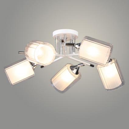 Люстра N6407/5 WT+CR белый/хром 5x60W E27 d620 h240, QH24