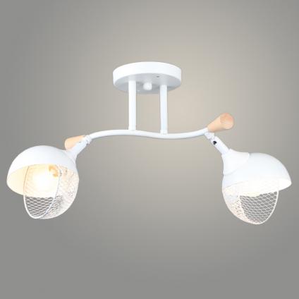 Люстра N6406/2 WT+WOOD белый 2x60W E27 d500 h250, QH24