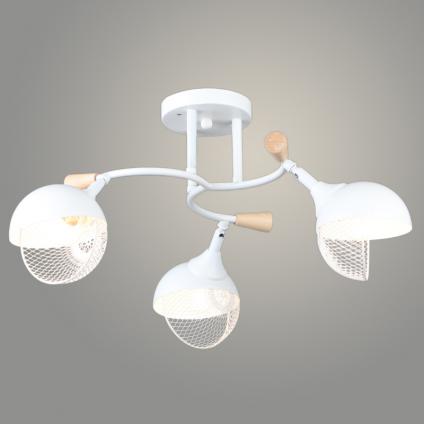 Люстра N6406/3 WT+WOOD белый 3x60W E27 d570 h250, QH24