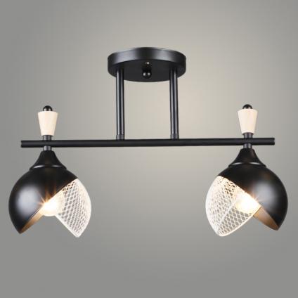 Люстра N6418/2 BK+WOOD черный 2x60W E27 d420 h270, QH24