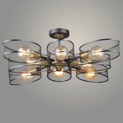 Люстра N6438/8 BK+COP черный/медь 8x60W E27 d840 h235, QH24