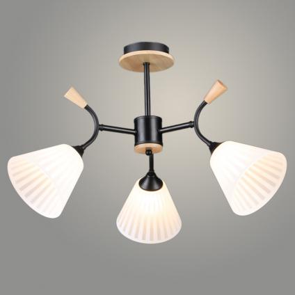 Люстра N6426/3 BK+WOOD черный 3x60W E27 d635 h400, QH24