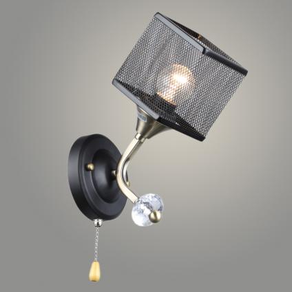 Бра N6190/1W AB+BK бронза/черный 1х60W E27 h220, QH24
