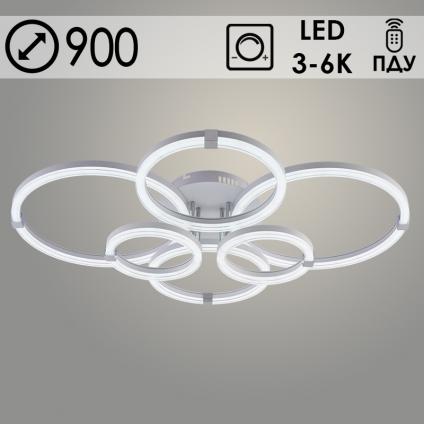 Люстра DK06303B/6 PR WT+CR белый/хром 196W LED 3000K-6000K d900 ПДУ(ИК) диммер, HN24