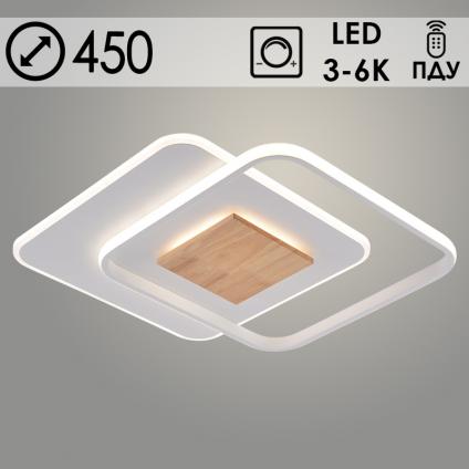 Люстра LI08000/450 PR WT+WOOD белый/дерево 110W LED 3000K-6000K d450 ПДУ(ИК) диммер, HN24