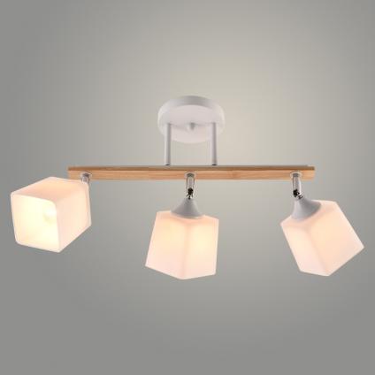 Люстра XA1591/3 WH+CR+WOOD белый/хром/дерево 3х60W E27 d610 h300, HN24