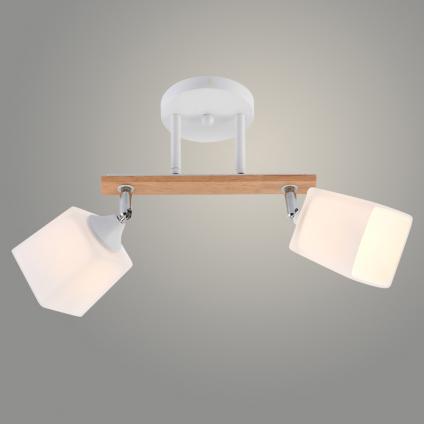 Люстра XA1591/2 WH+CR+WOOD белый/хром/дерево 2х60W E27 d450 h300, HN24