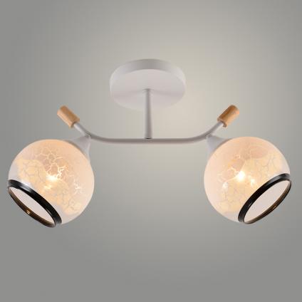 Люстра XA1592/2 WH+WOOD белый/дерево 2х60W E27 d410 h240, HN24