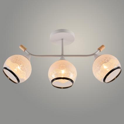 Люстра XA1592/3 WH+WOOD белый/дерево 3х60W E27 d530 h255, HN24