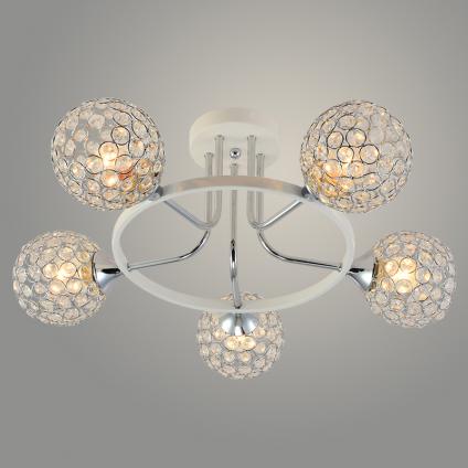Люстра XA1344/5 WH+CR белый/хром 5х60W E27 d560 h240 crst, HN24