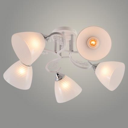 Люстра XA1601/5 WH+CR белый/хром 5х60W E27 d590 h250, HN24