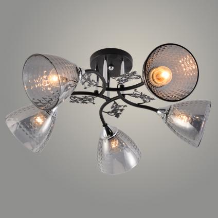 Люстра XA1525B/5 BK+CR черный/хром 5х60W E27 d590 h250, HN24