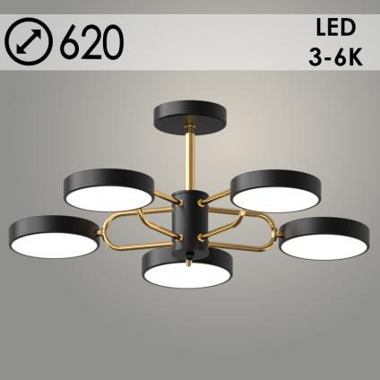 Люстра XI3263/5 BK+FGD черный/золото 90W LED 3000-6000K d620 h250, HN23