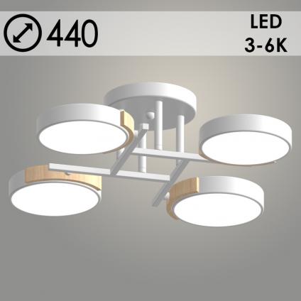 Люстра XI3267/4 WT+WOOD белый/дерево 72W LED 3000-6000K d440 h130, HN23