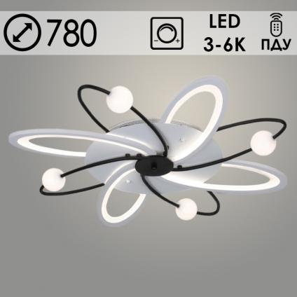 Люстра MX2984/4+4 WH+BK белый/черный 128W LED 3000-6000K d780 h50 ПДУ диммер mobile, OLY24