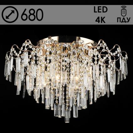 Люстра E2591/8+8 FGD золото/хрусталь 8х60W E27+8x3W LED ПДУ d680 h460, QH24