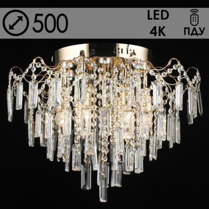 Люстра E2591/6+6 FGD золото/хрусталь 6х60W E27+6x3W LED ПДУ d500 h430, QH24