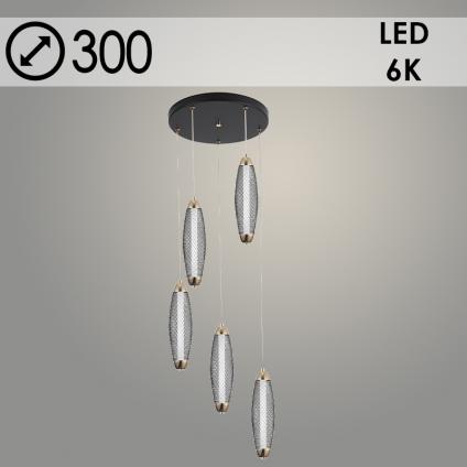 Подвес 2669/5HQ FGD+BK золото/черный 5x8W LED 6000К d300 h1000, GNV24