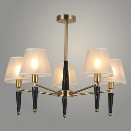 Люстра MDGD40618/5 BRASS+BK латунь/черный абажур 5х40W E14 d660 h480, 24