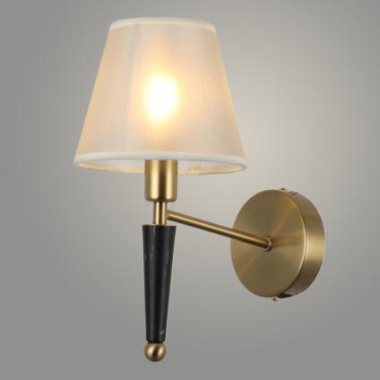 Бра MBGD40618/1W BRASS+BK латунь/черный абажур 1х40W E14 h310, 24